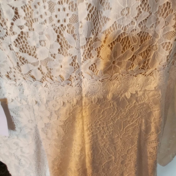 Lulu's White Laced Lined Maxi Sz. L Dress Event Wedding - Picture 7 of 16